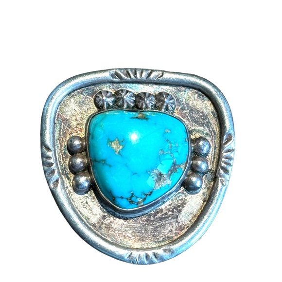 Vintage Navajo Sterling silver 925 Turquoise BOLO clip handmade Southwestern - Picture 3 of 6